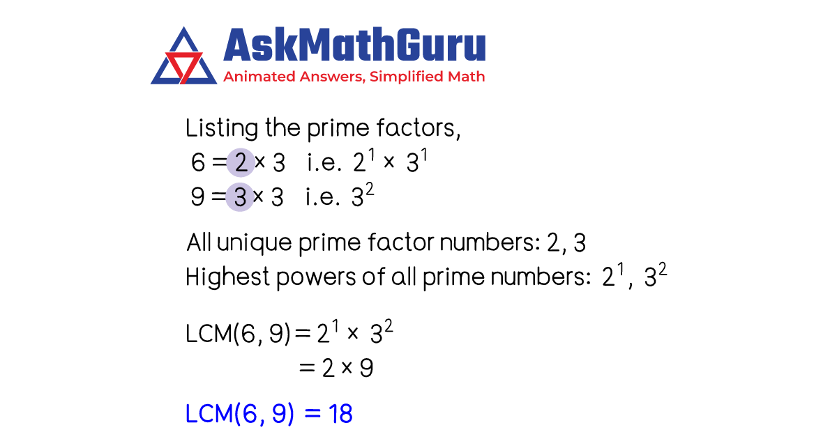 What is LCM of 6, 9 | Prime factorisation, common factor